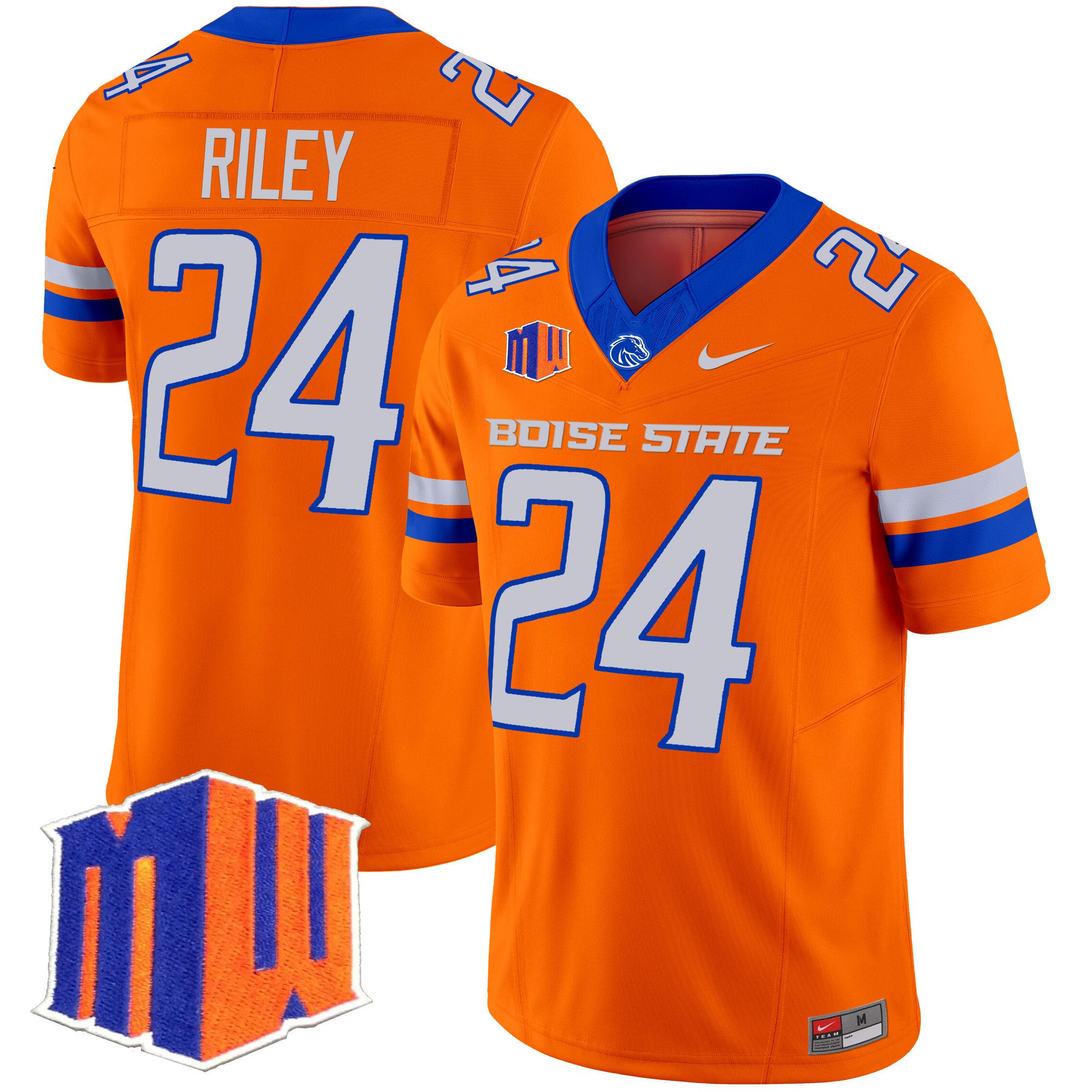 Men Boise State Broncos #24 Riley Orange Nike 2024 Vapor Limited NCAA Jersey style 1